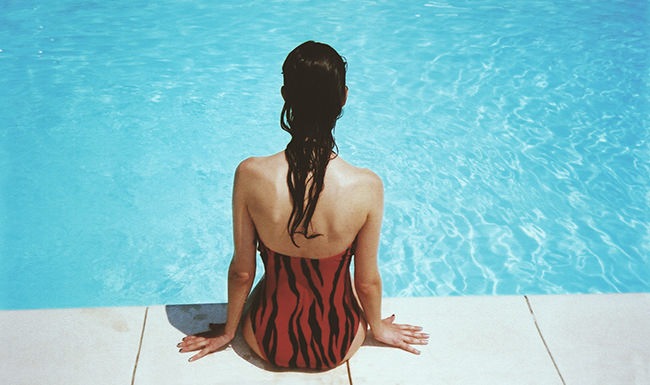 woman in pool